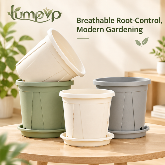 𝒍𝒖𝒎𝒑𝒗𝒑™ Modern Breathable Plant Pots Drainage & Root Control Resin Flower Pots for Indoor Outdoor Plants (3-Pack Assorted Sizes)