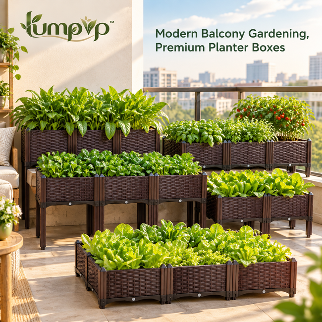 𝒍𝒖𝒎𝒑𝒗𝒑™ Modular Raised Garden Bed Kit Large 4x4x1 FT Elevated Garden Planter Box with Durable Reinforced Resin, Perfect for Vegetables, Herbs, and Flowers - Easy No-Tool Assembly